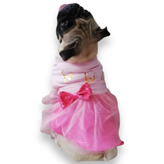 Pet Designer Holiday Christmas Pink Dress Ho Ho Ho for Dogs and Cats