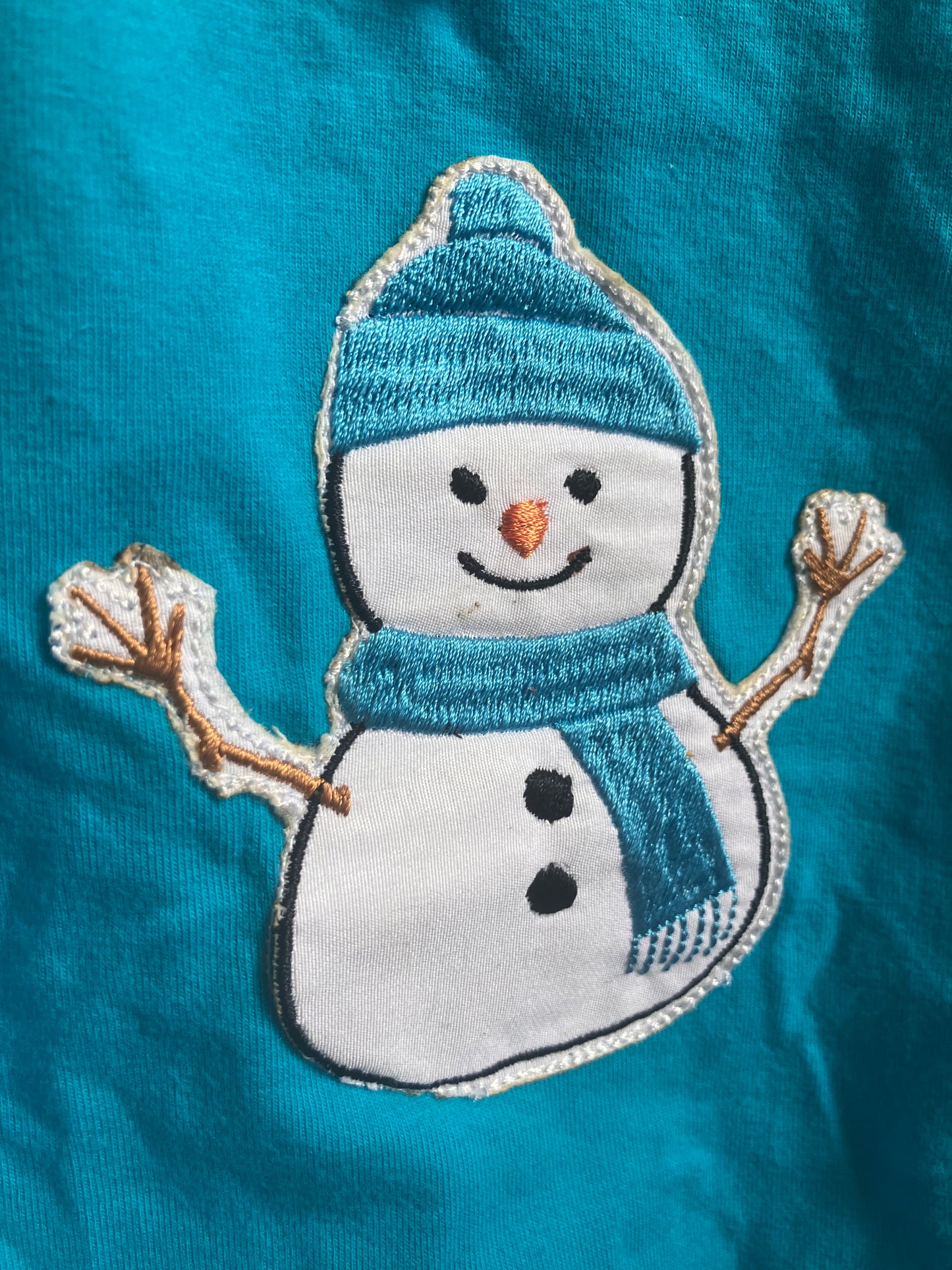 Pet Christmas Sleveless Shirt Blue Snowman with Pom Pom