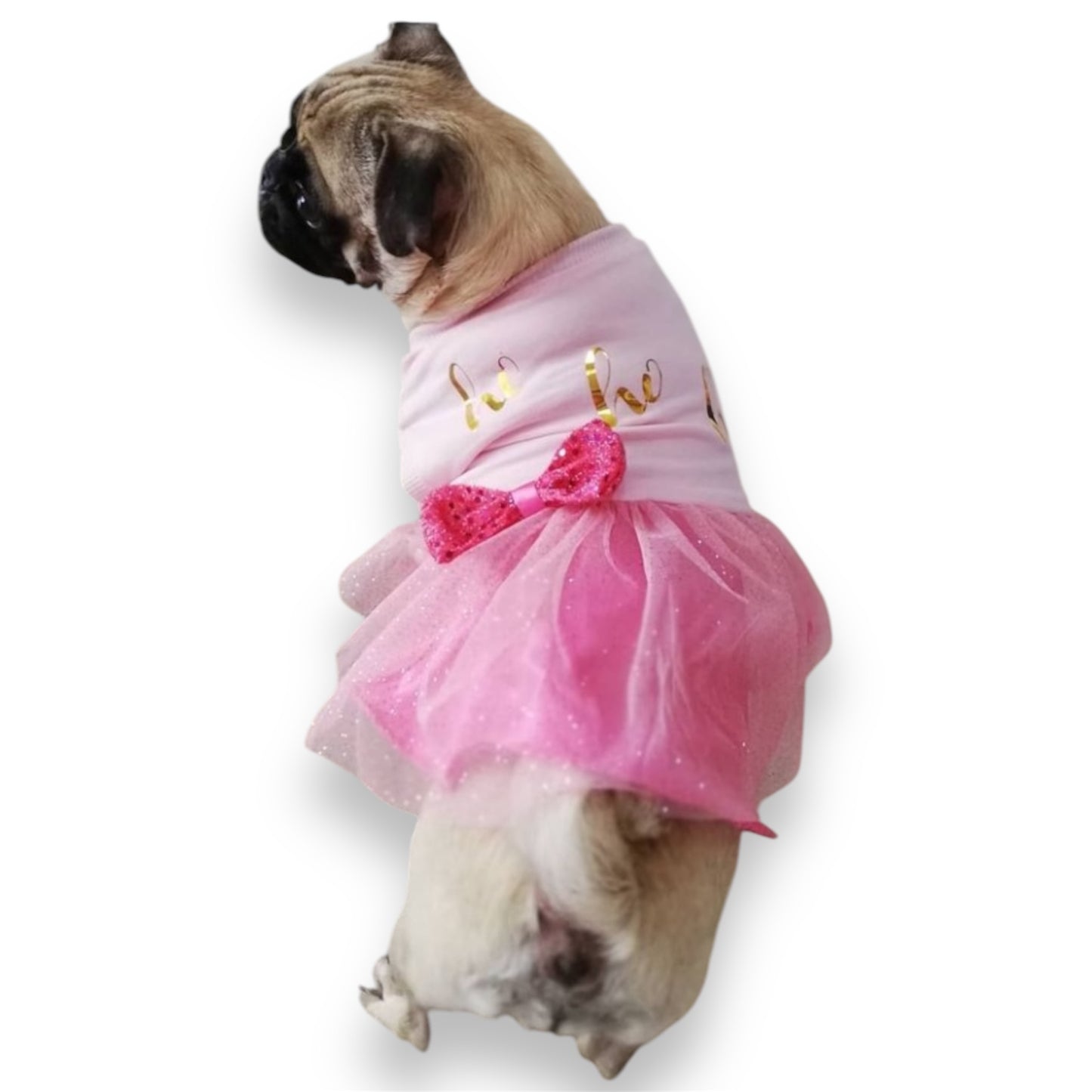 Pet Designer Holiday Christmas Pink Dress Ho Ho Ho for Dogs and Cats