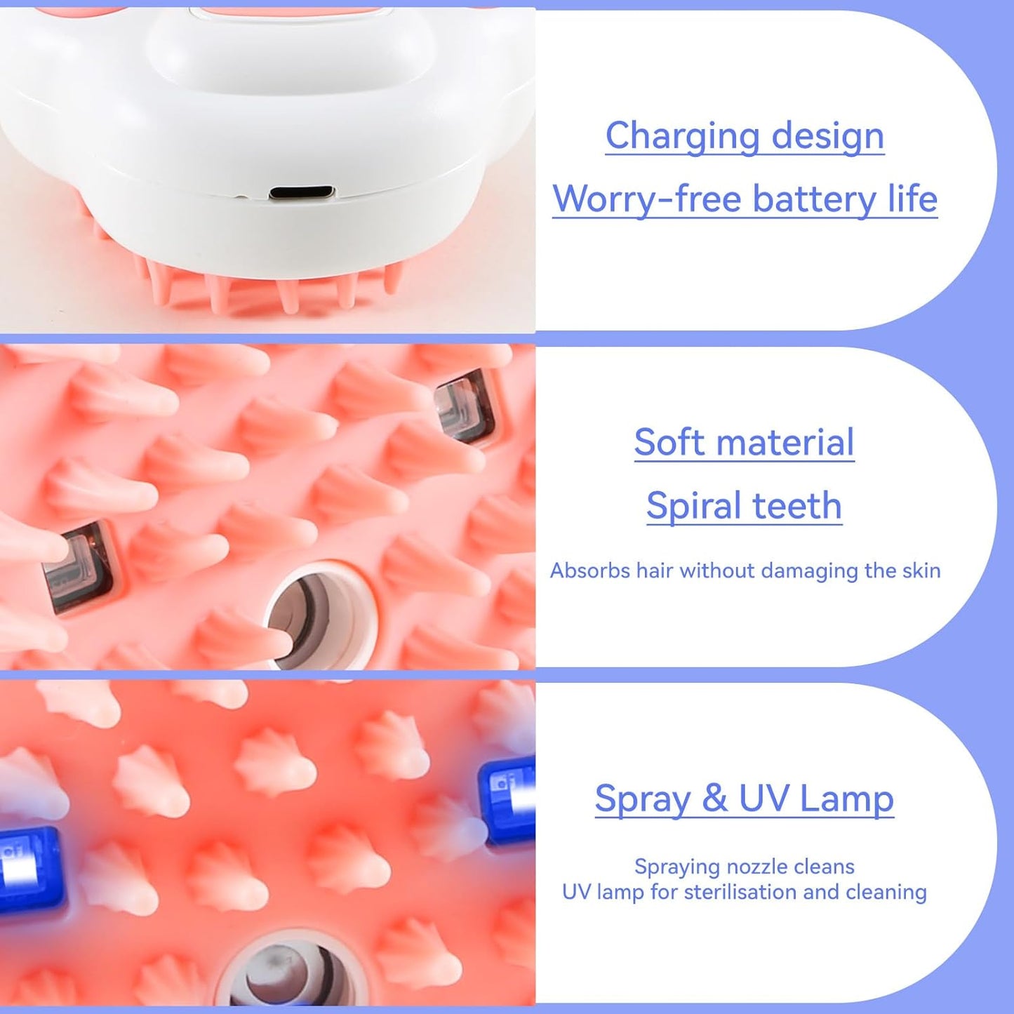3 In 1 Pet Steam and Massage Brush with UV Rays