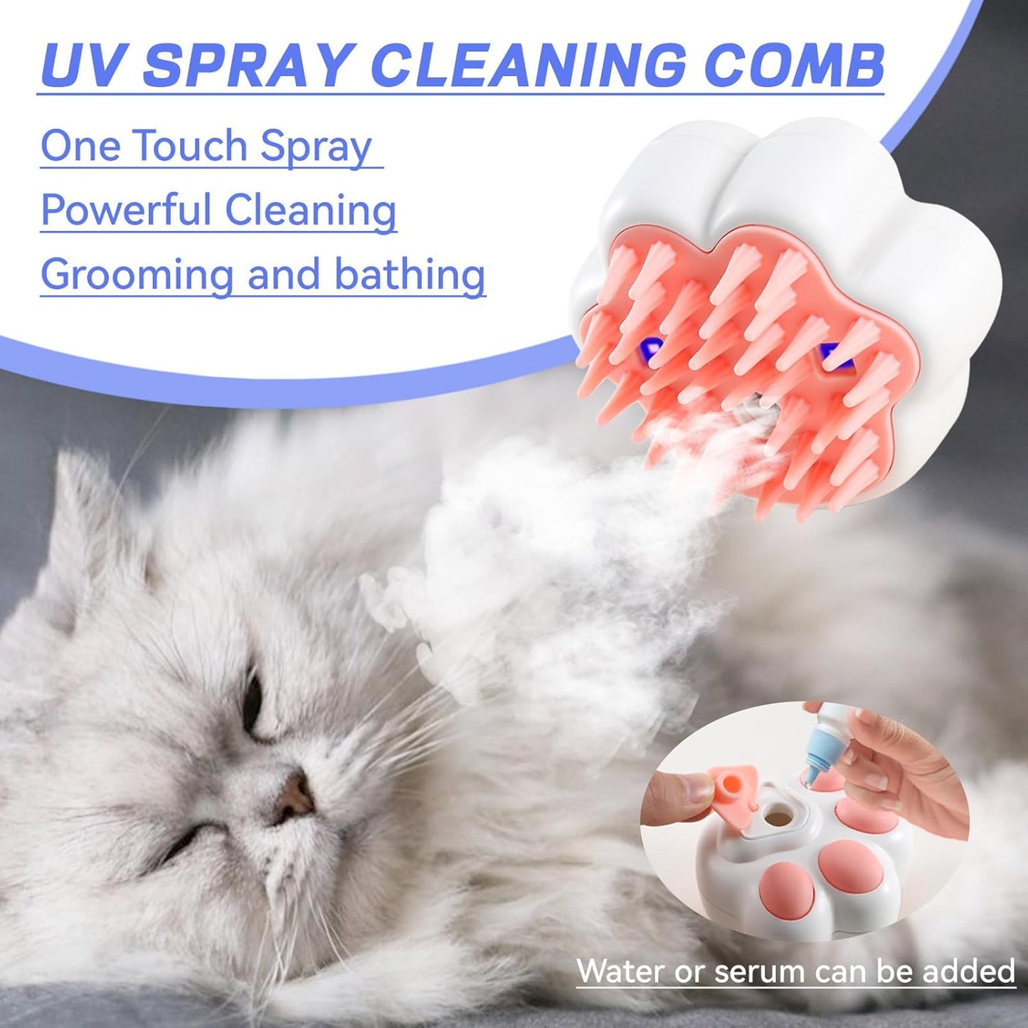 3 In 1 Pet Steam and Massage Brush with UV Rays