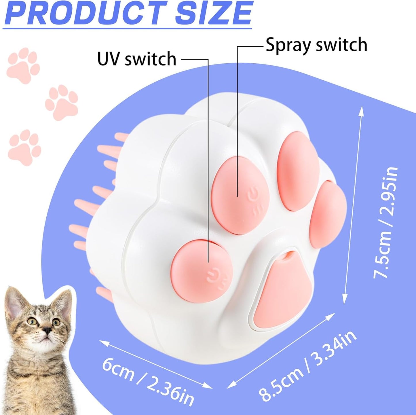 3 In 1 Pet Steam and Massage Brush with UV Rays