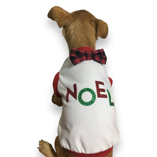 Pet Designer Holiday Christmas Sleeveless Noel Glitter Shirt for Dogs and Cats