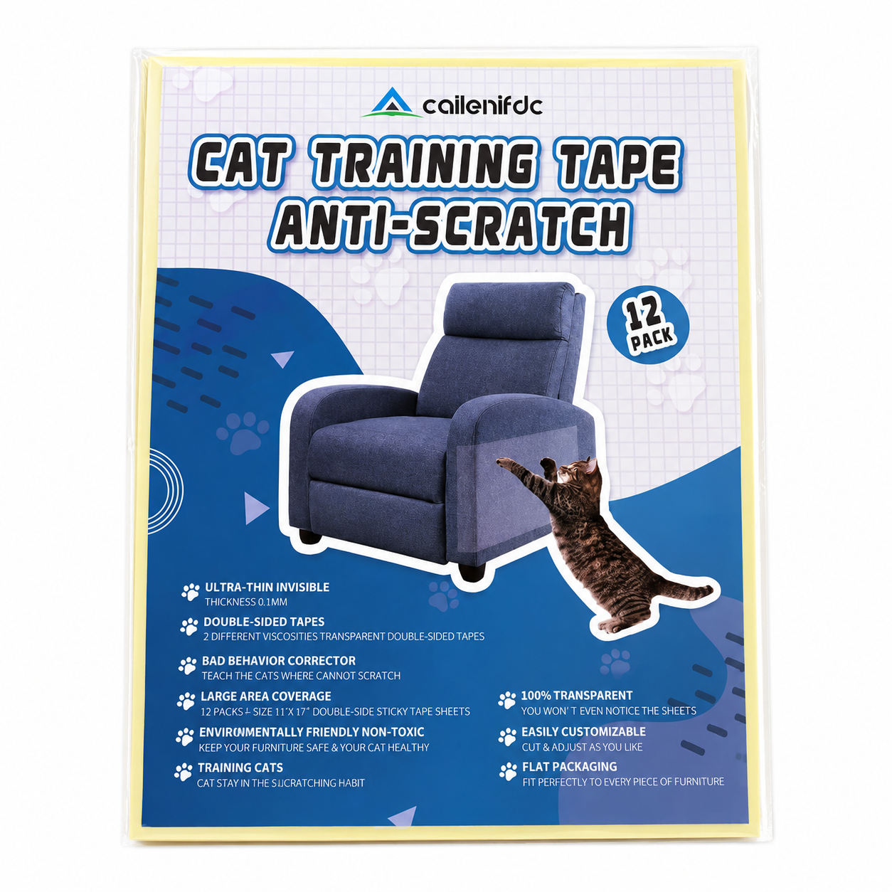 Cat Scratch Deterrent Tape 12 Pack Double Sided Anti Scratching Sofa