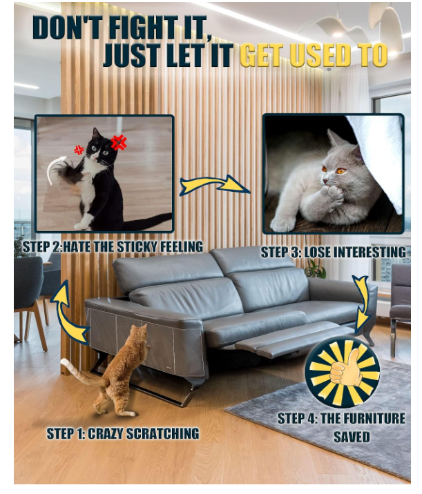 Cat Scratch Deterrent Tape 12 Pack Double Sided Anti Scratching Sofa