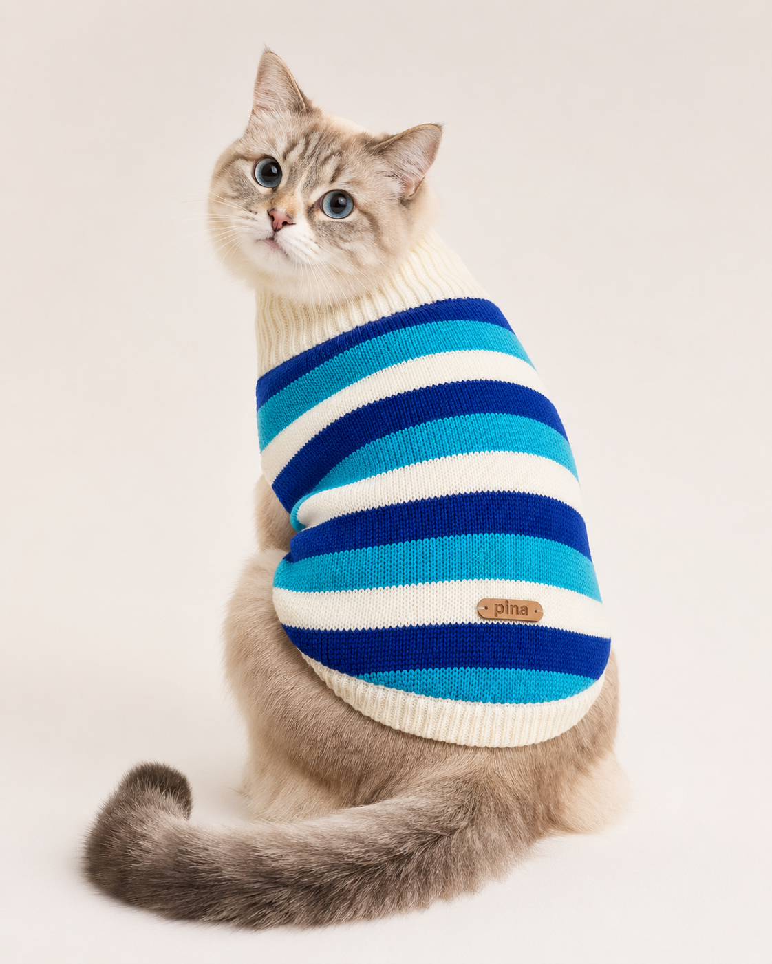 Cozy Striped Pet Sweater for Cats and Small Dogs – Size M