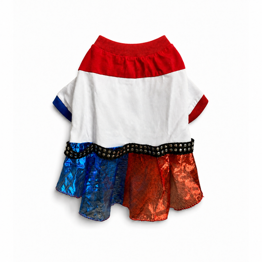 Pet Clothing | Red & Blue Villain Dog Costume Dress – Small Dog Halloween Outfit