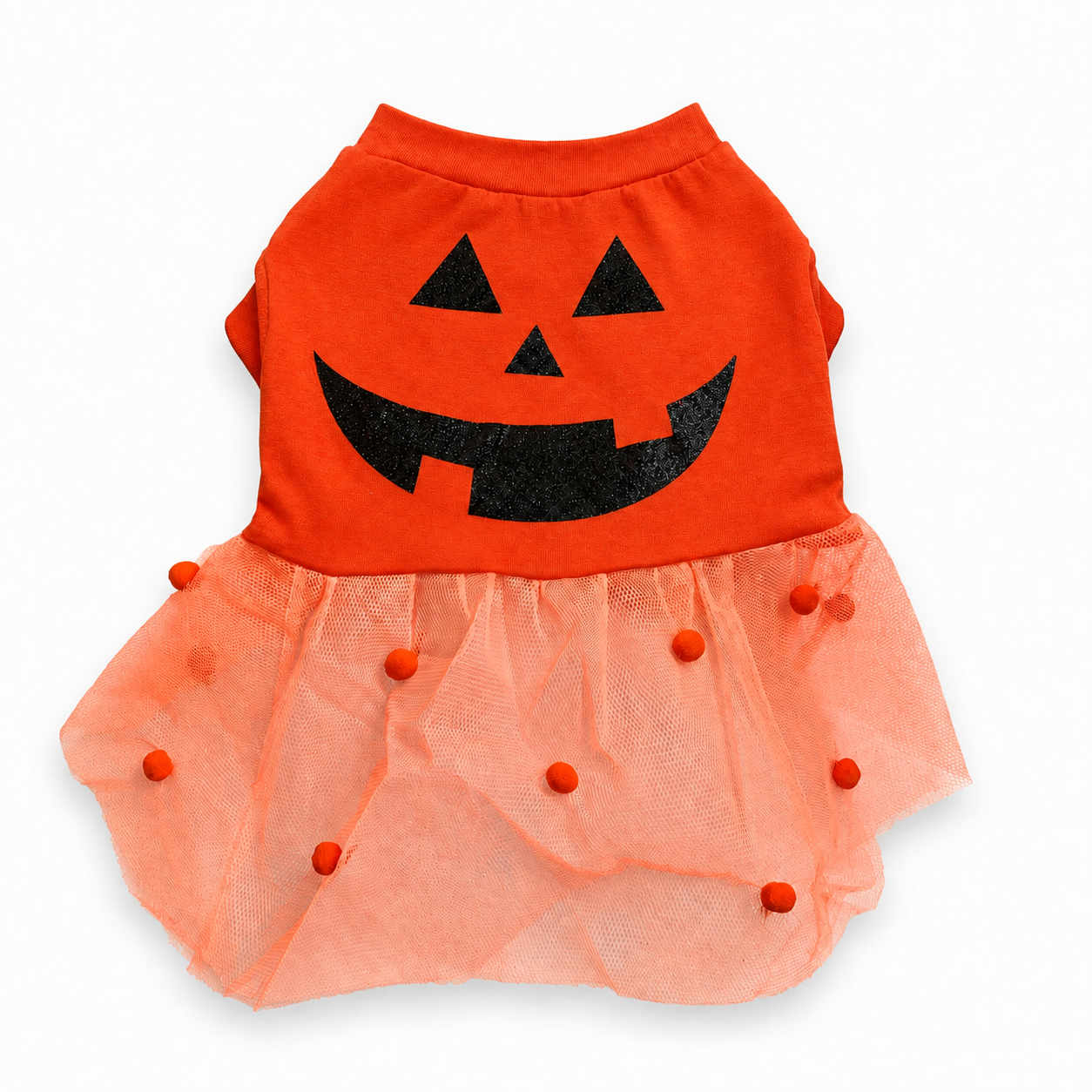 Pumpkin Dog Halloween Costume – Orange Tulle Pet Dress