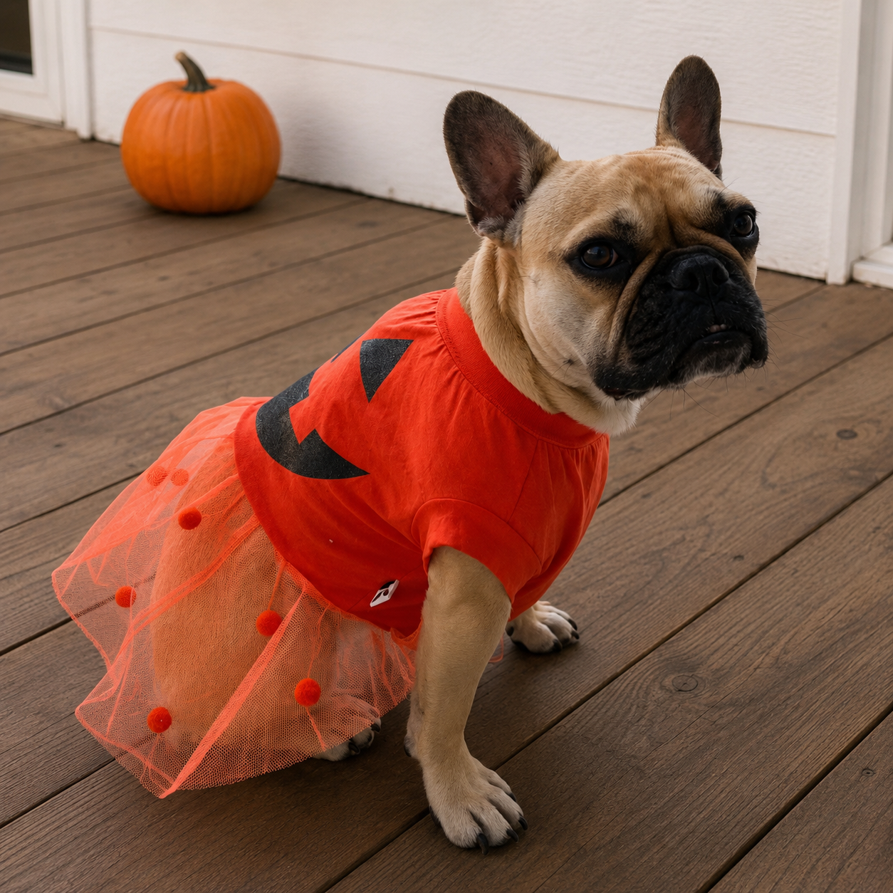 Pumpkin Dog Halloween Costume – Orange Tulle Pet Dress