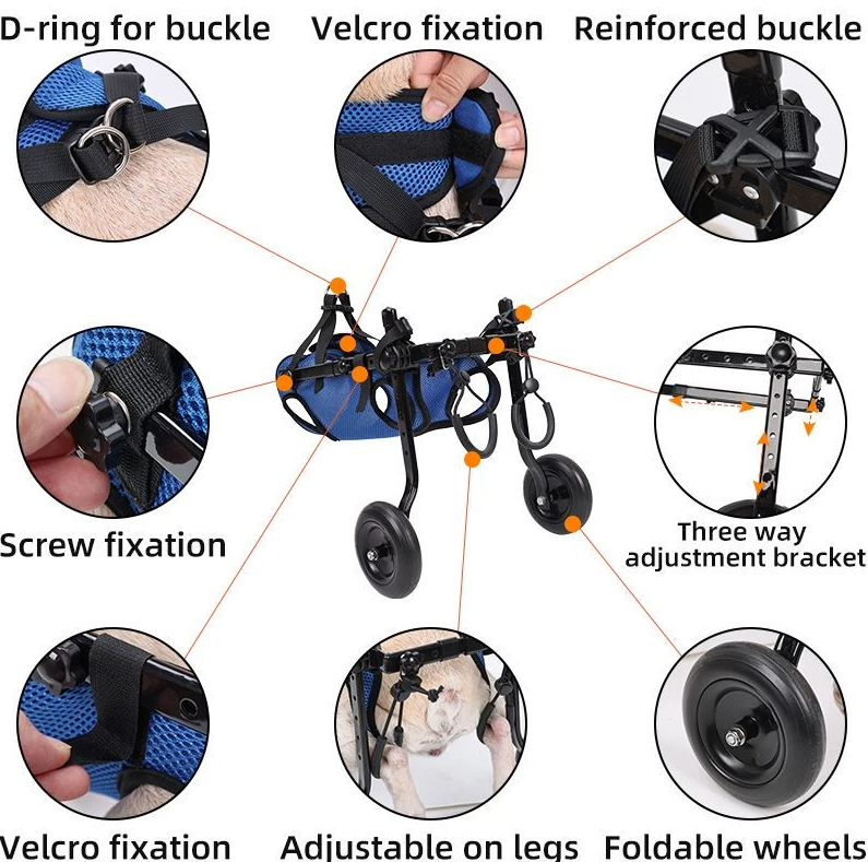 Folding Dog Wheelchair Disabled/Recovery/Handicapped Pet Elderly Dog leg support